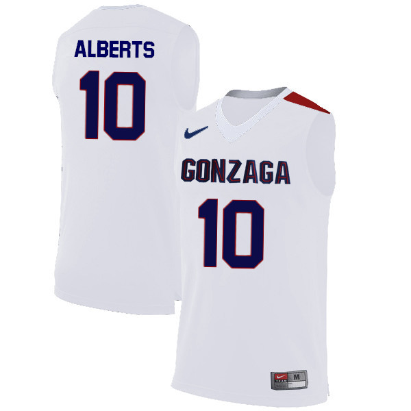 Men #10 Bryan Alberts Gonzaga Bulldogs College Basketball Jerseys-White - Click Image to Close